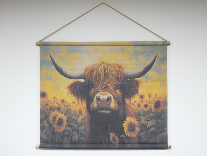 Canvas Wall Art - Cow In Sunflowers