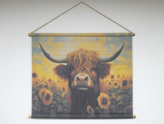 Canvas Wall Art - Cow In Sunflowers