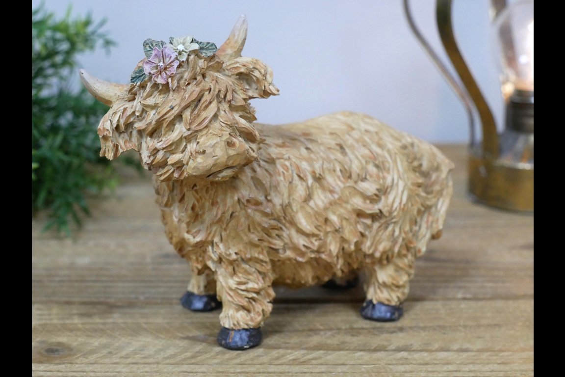 Highland Cow With Flower Headband