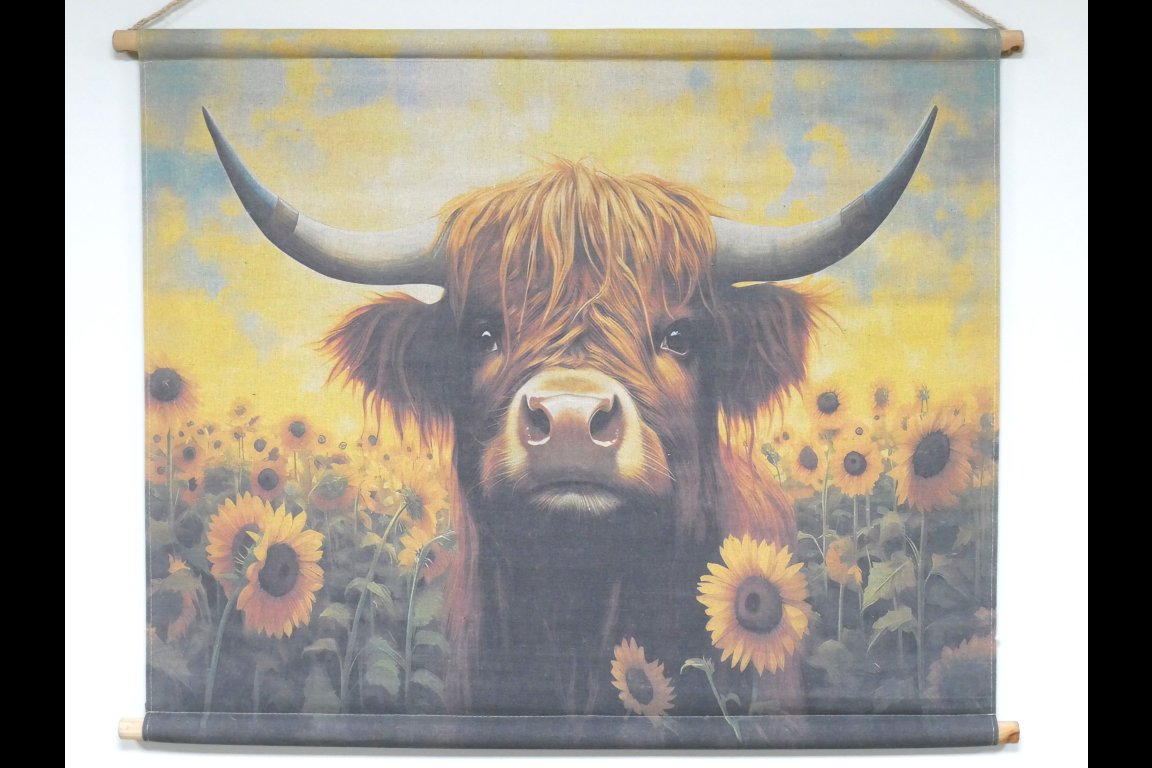 Canvas Wall Art - Cow In Sunflowers