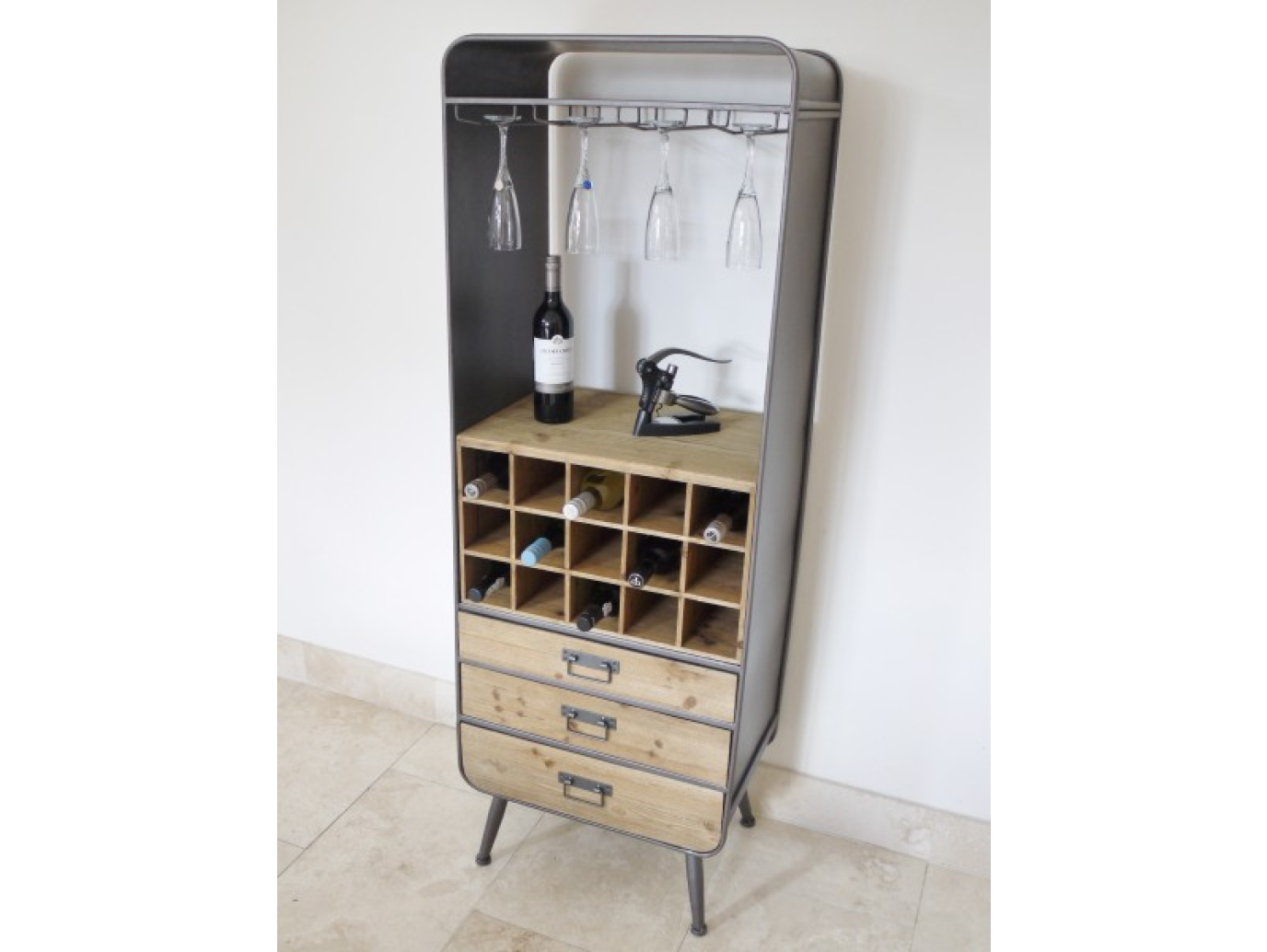 Retro Industrial Wine Cabinet