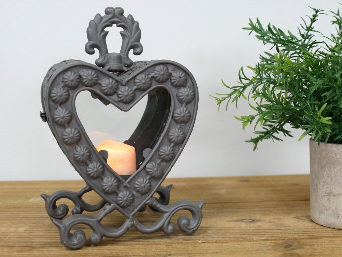 Small Heart Lantern - Grey