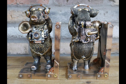 Steampunk Pig Bookends