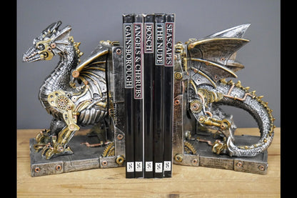 Steampunk Dragon Bookends