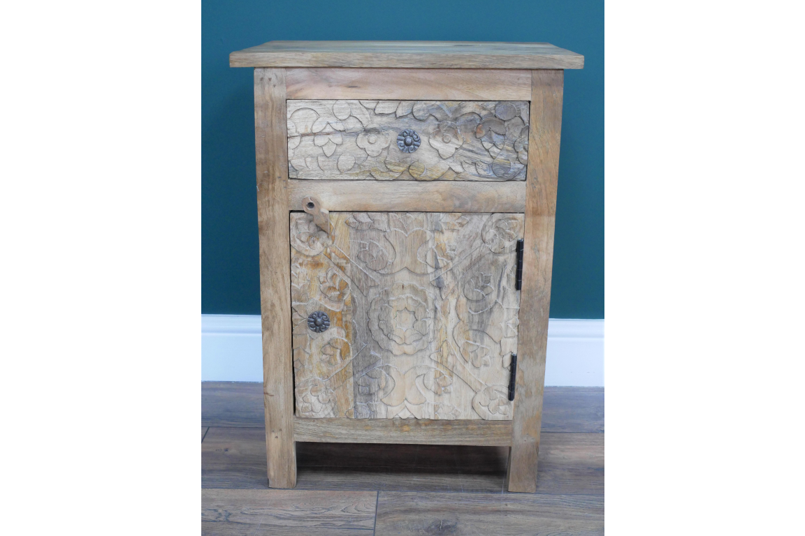 Carved Bedside Cabinet