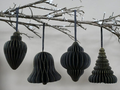 Set Of 4 Decorations (15cm) - Black