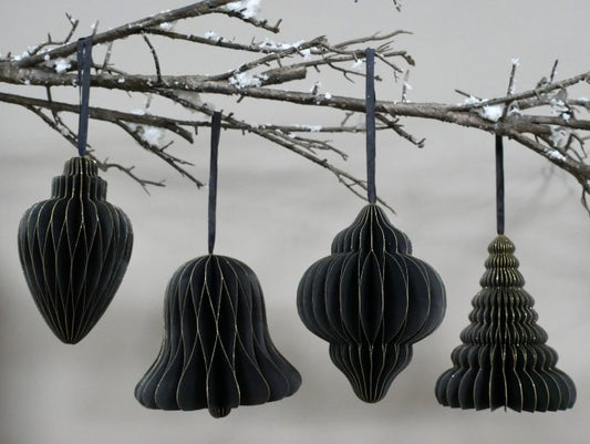 Set Of 4 Decorations (15cm) - Black