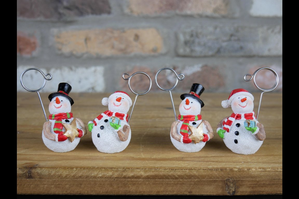 Set Of 4 Snowman Name Card Holders