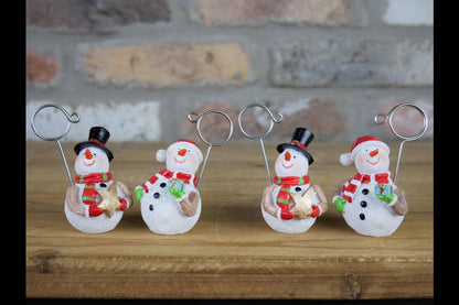 Set Of 4 Snowman Name Card Holders