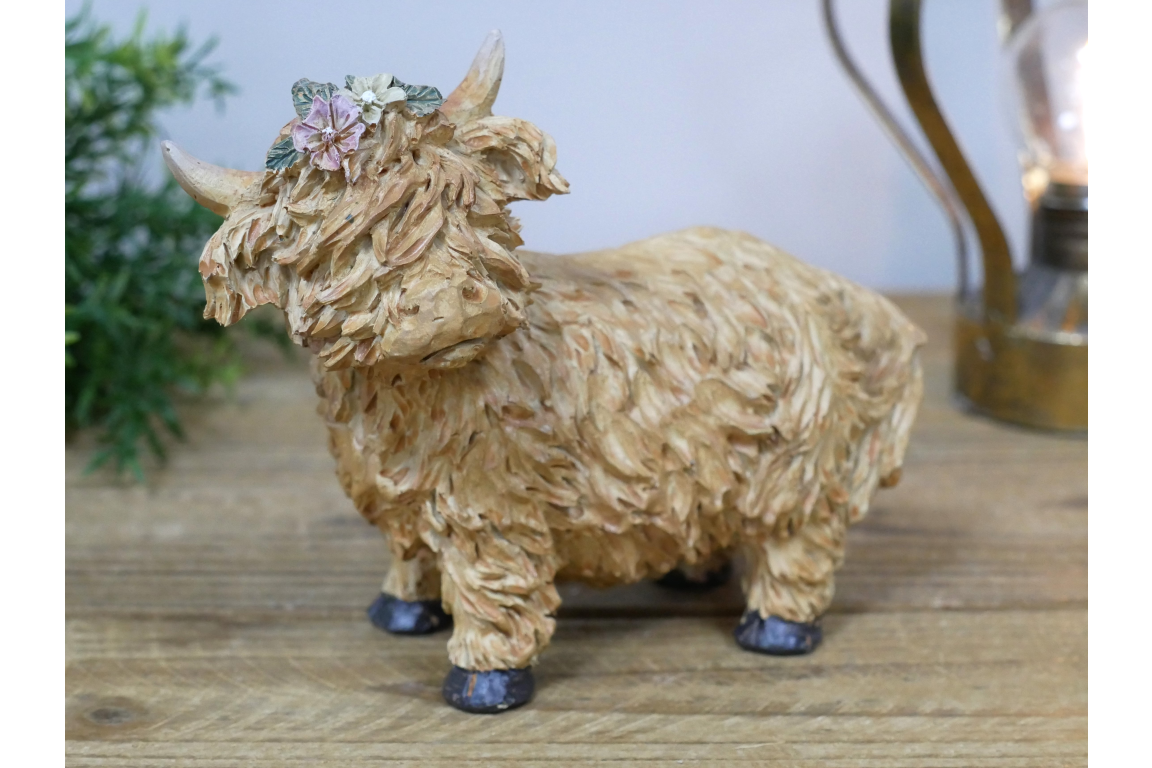 Highland Cow With Flower Headband