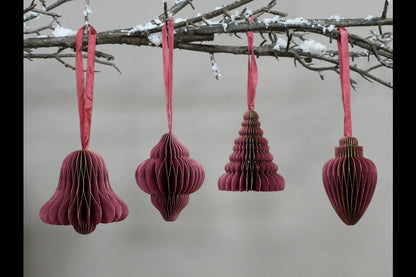 Set Of 4 Decorations (8cm) - Red