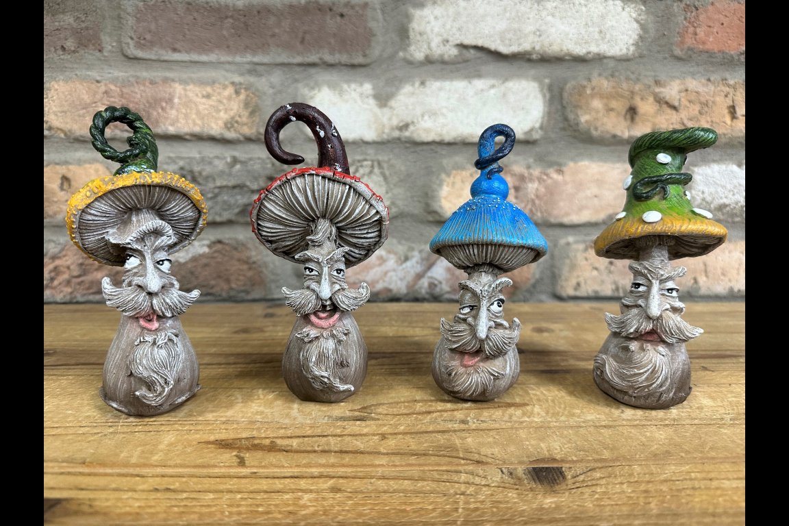 Set Of Four Mushroom People