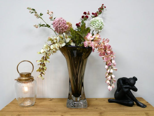 Tall Grey Glass Vase