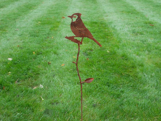 Rusty Bird On Branch Stake