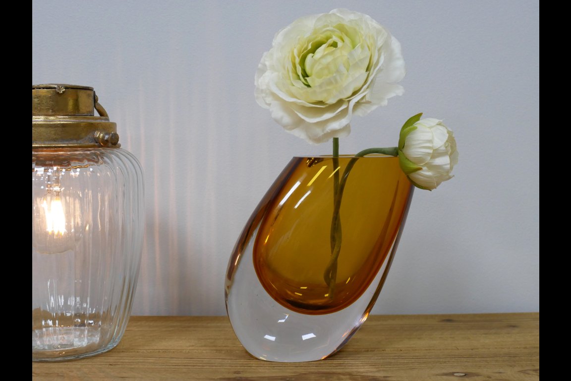 Small Amber Glass Vase