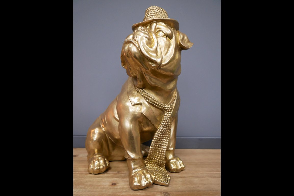 Bulldog With Hat & Tie