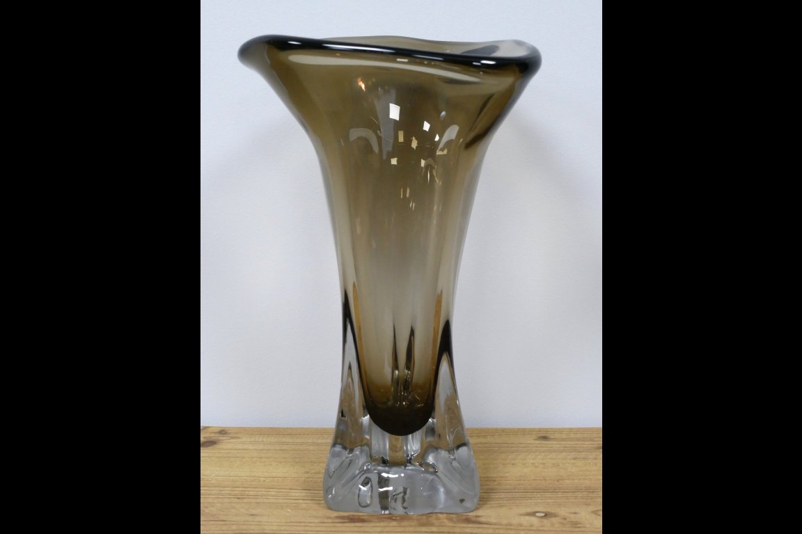 Tall Grey Glass Vase