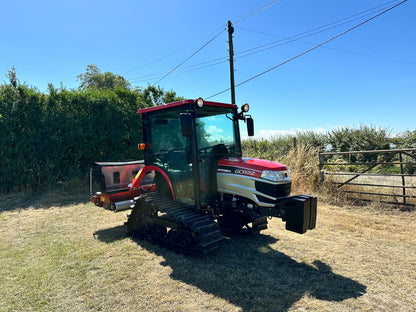 65 HOURS! MITSUBISHI GCR22 22HP COMPACT TRACKED CRAWLER TRACTOR & ROTA DAIRON RGD140 SLIT OVERSEEDER