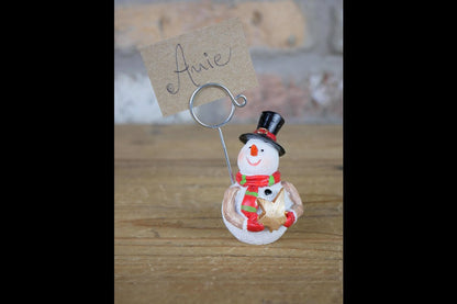 Set Of 4 Snowman Name Card Holders