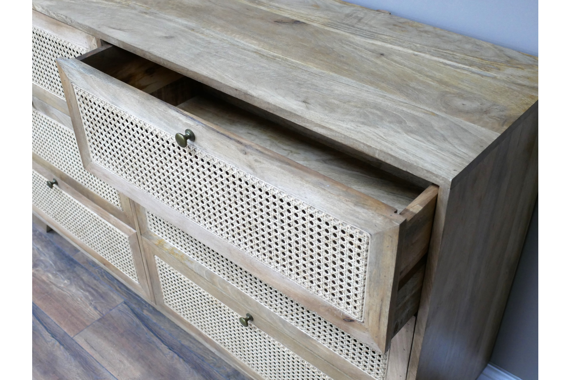 6 Drawer Rattan Cabinet