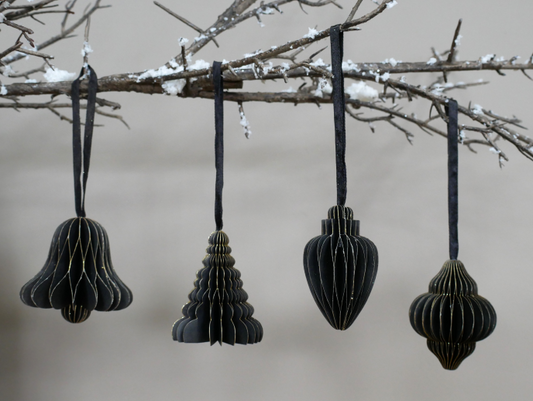 Set Of 4 Decorations (8cm) - Black