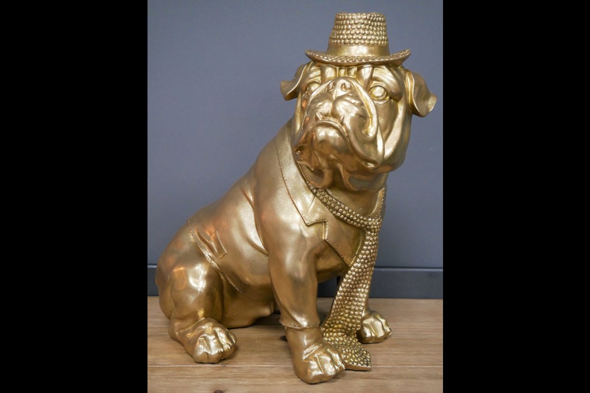 Bulldog With Hat & Tie