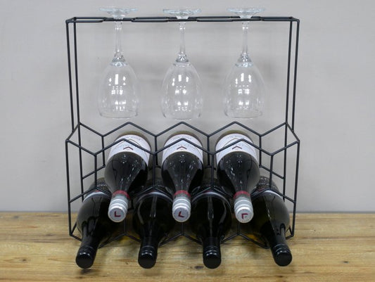 Wine Bottle & Glasses Holder