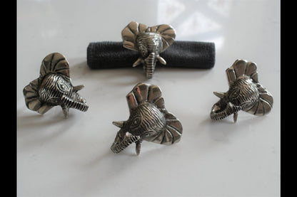Set Of 4 Elephant Napkin Rings