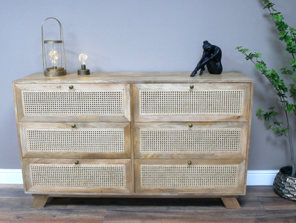 6 Drawer Rattan Cabinet