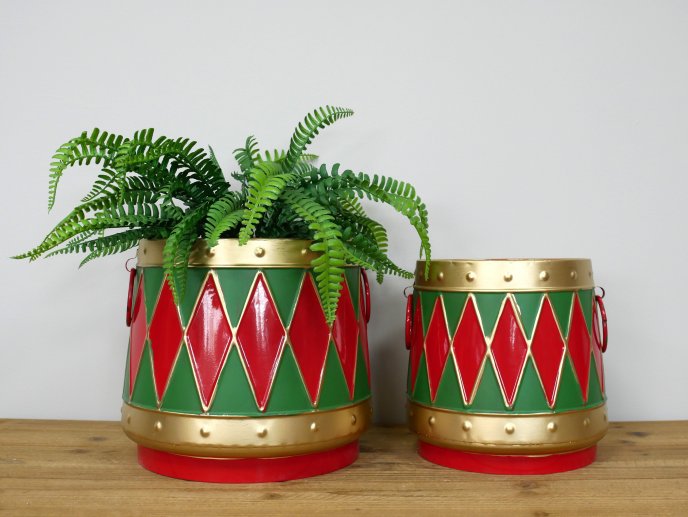 Set Of Two Drum Planters