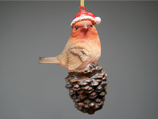 Robin On Pinecone Tree Decoration