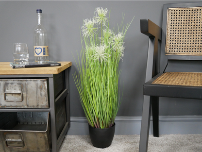 Artificial Grass With White Flowers