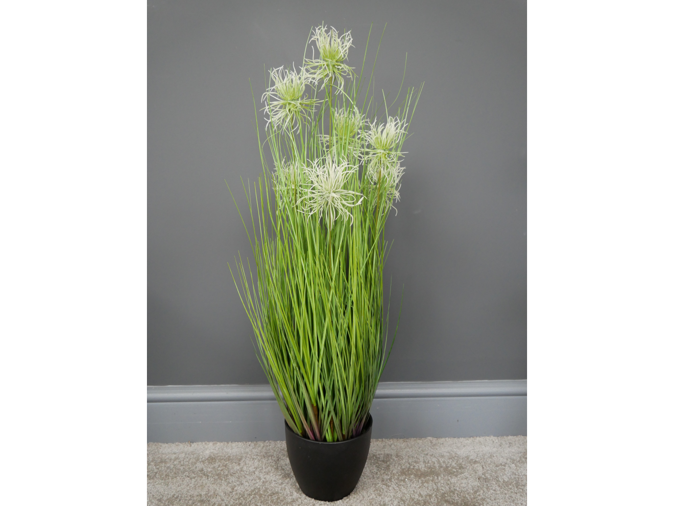 Artificial Grass With White Flowers