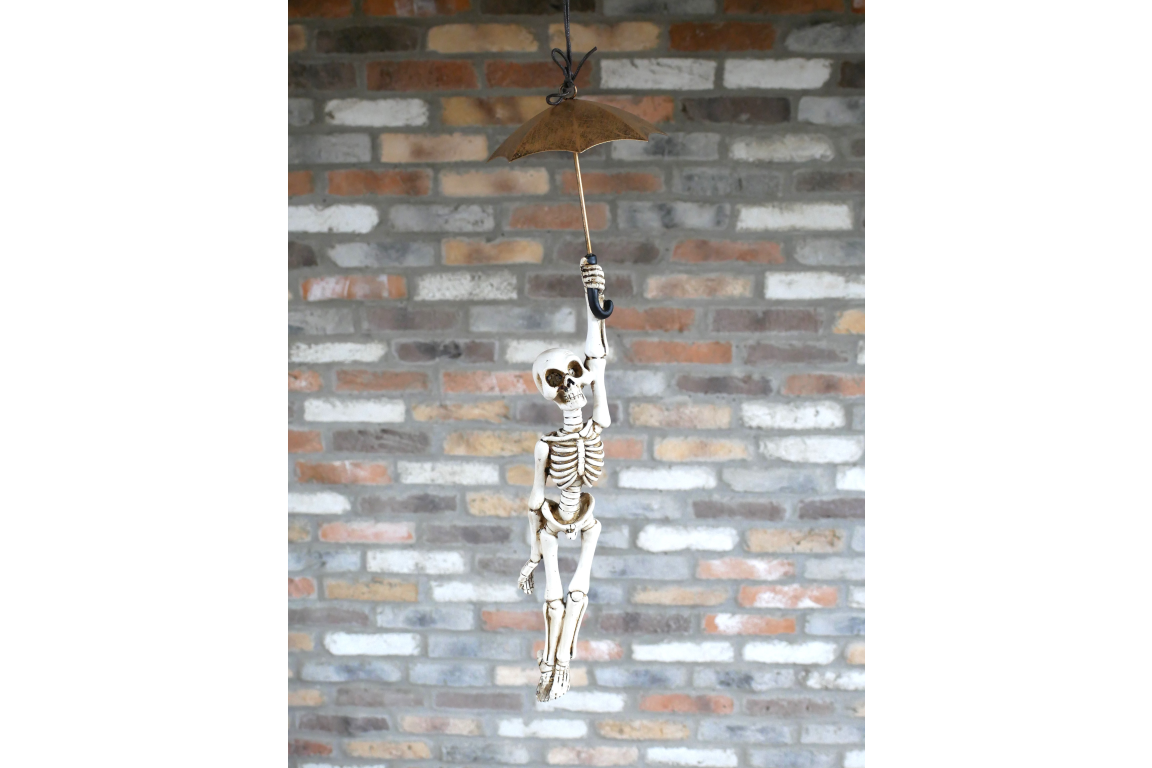 Skeleton With Flying Umbrella