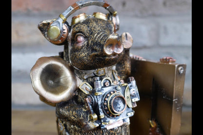 Steampunk Pig Bookends