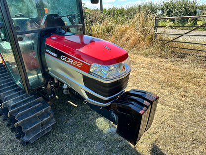 65 HOURS! MITSUBISHI GCR22 22HP COMPACT TRACKED CRAWLER TRACTOR & ROTA DAIRON RGD140 SLIT OVERSEEDER