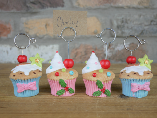 Set Of 4 Cupcake Name Card Holder
