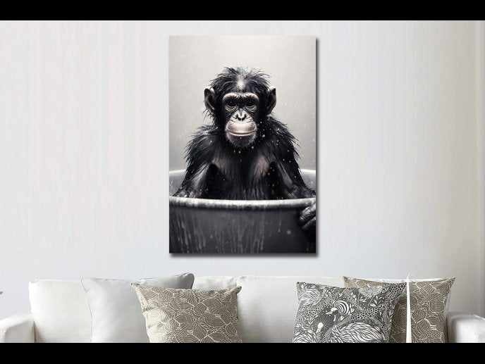 Monkey In Bath Wall Art