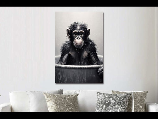 Monkey In Bath Wall Art