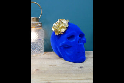 Blue Skull With Flower