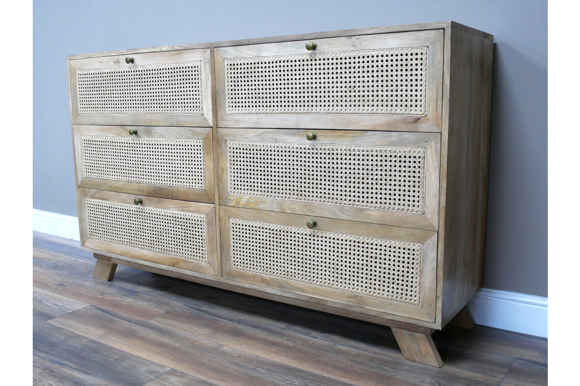 6 Drawer Rattan Cabinet