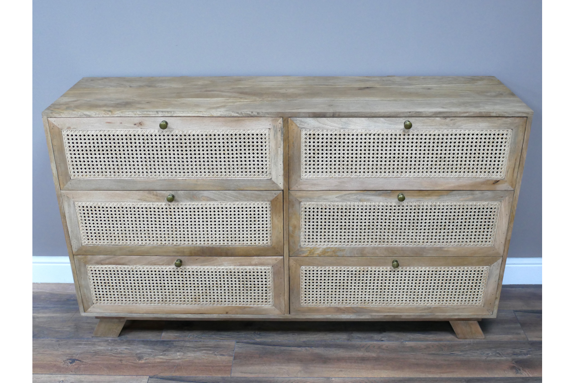 6 Drawer Rattan Cabinet