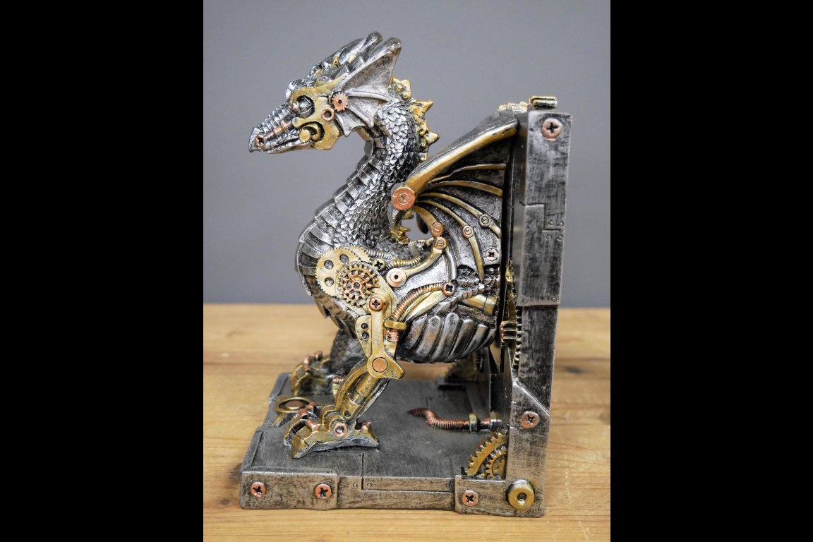Steampunk Dragon Bookends