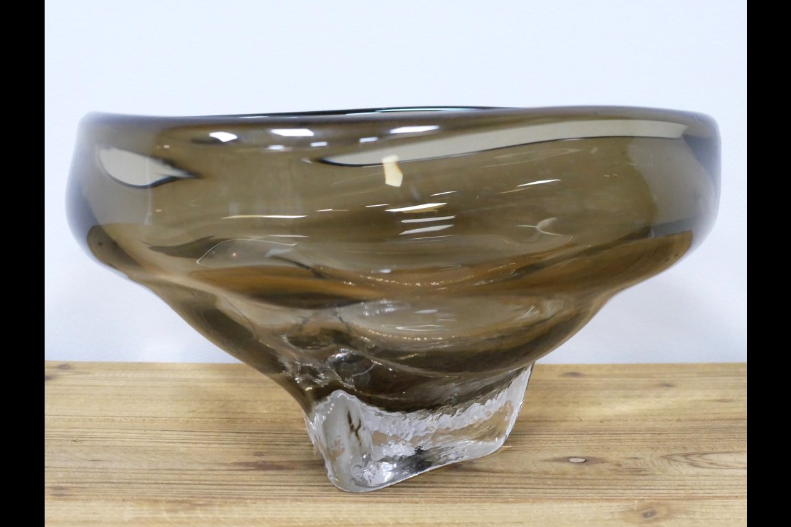 Large Grey Glass Bowl