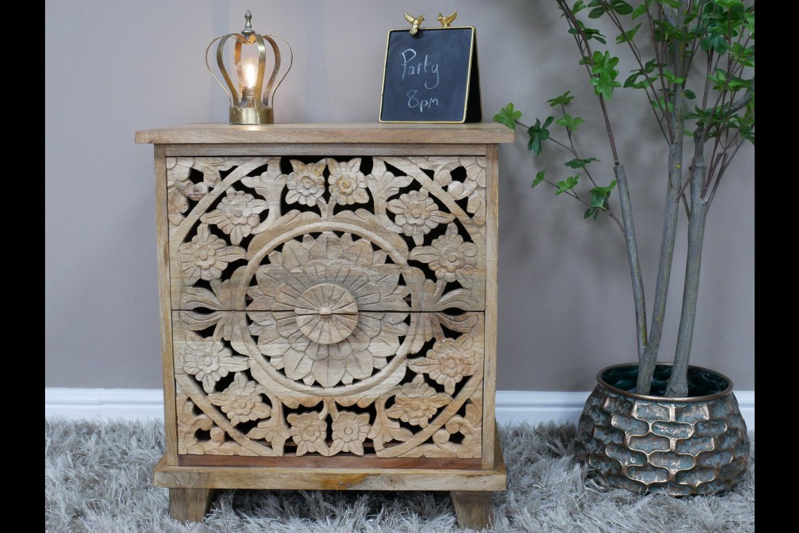 Carved Bedside