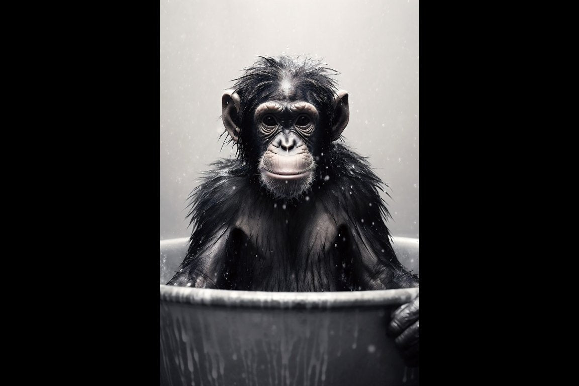 Monkey In Bath Wall Art