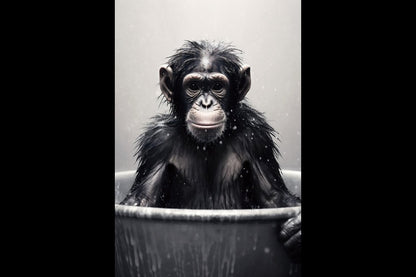 Monkey In Bath Wall Art