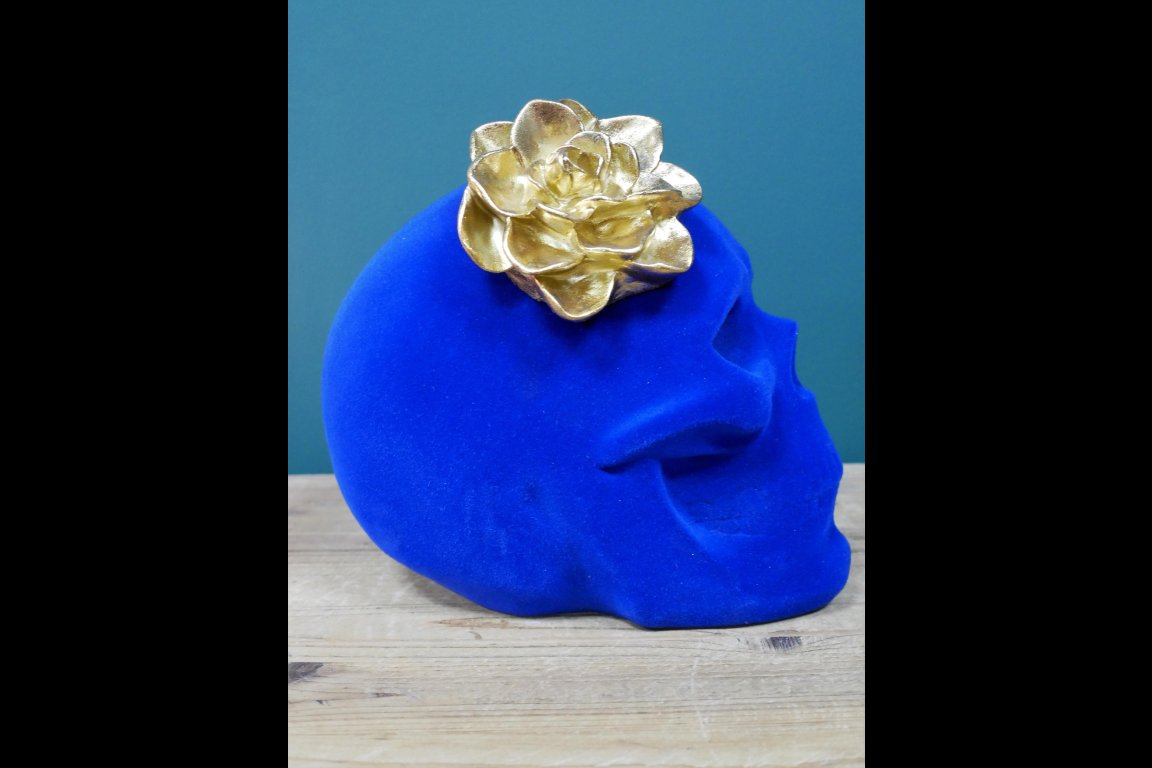 Blue Skull With Flower