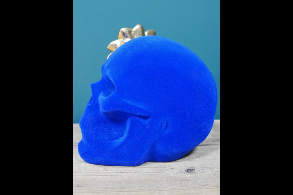 Blue Skull With Flower