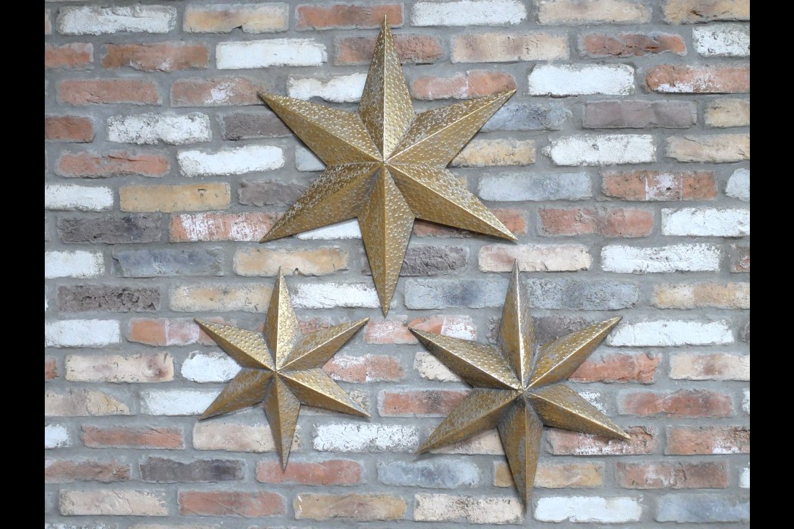 Set Of 3 Stars Wall Decorations